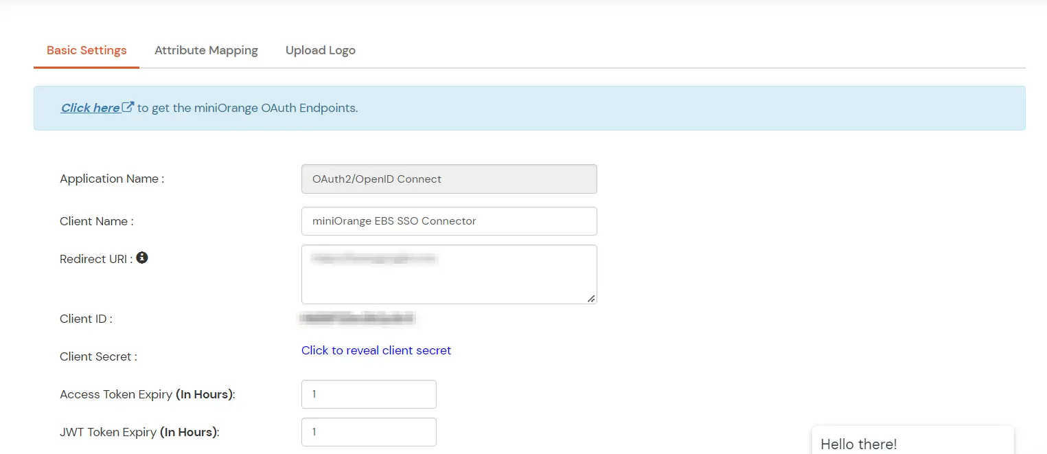Get Client ID and Secret for Oracle EBS onelogin SSO