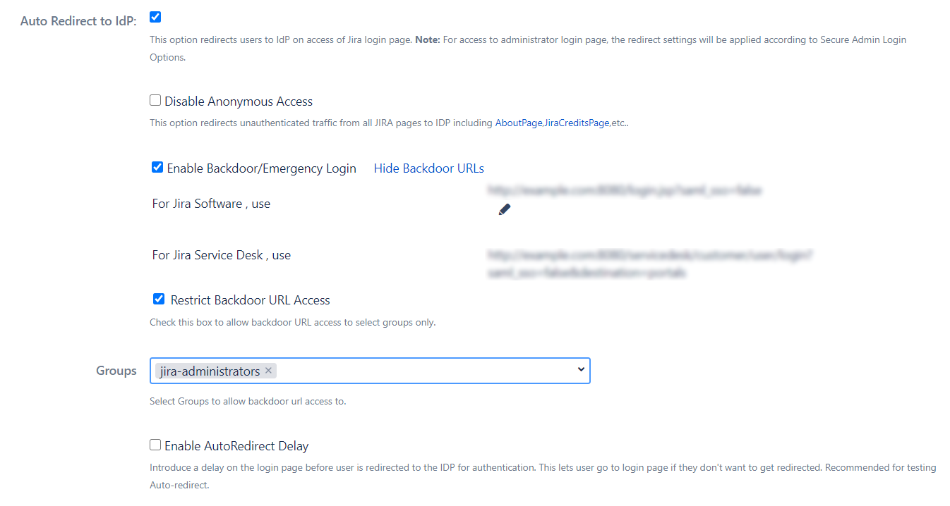 SAML Single Sign on Auto redirect