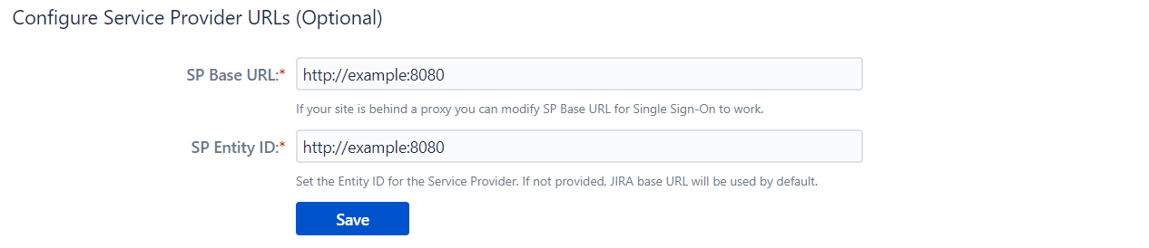 SAML Single Sign-On Service Provider Base URL