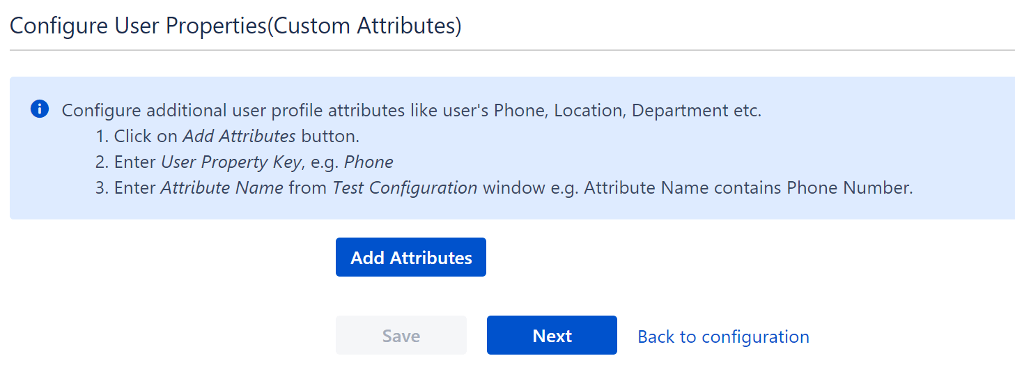 SAML Single Sign-On User Properties