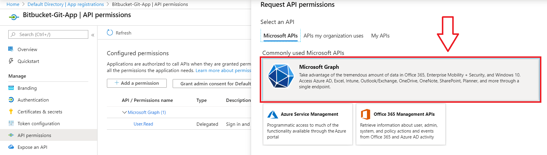 Bitbucket Git Authentication, Azure AD microsoft graft