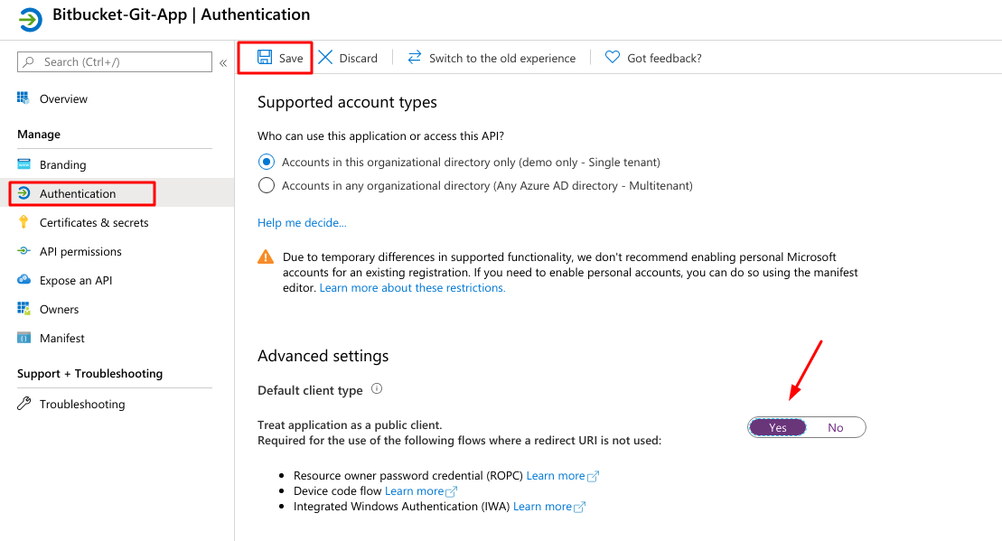 Bitbucket Git Authentication, azure AD authentication