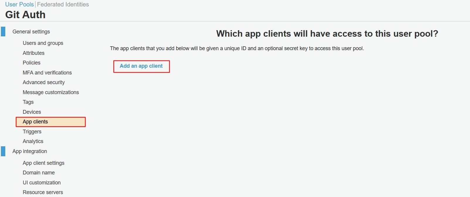 Bitbucket Git Authentication, AWS Client add app client