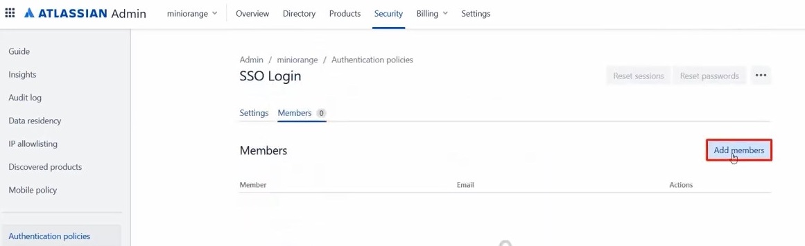 Atlassian Access Cloud SSO (Single Sign-On) Add Member