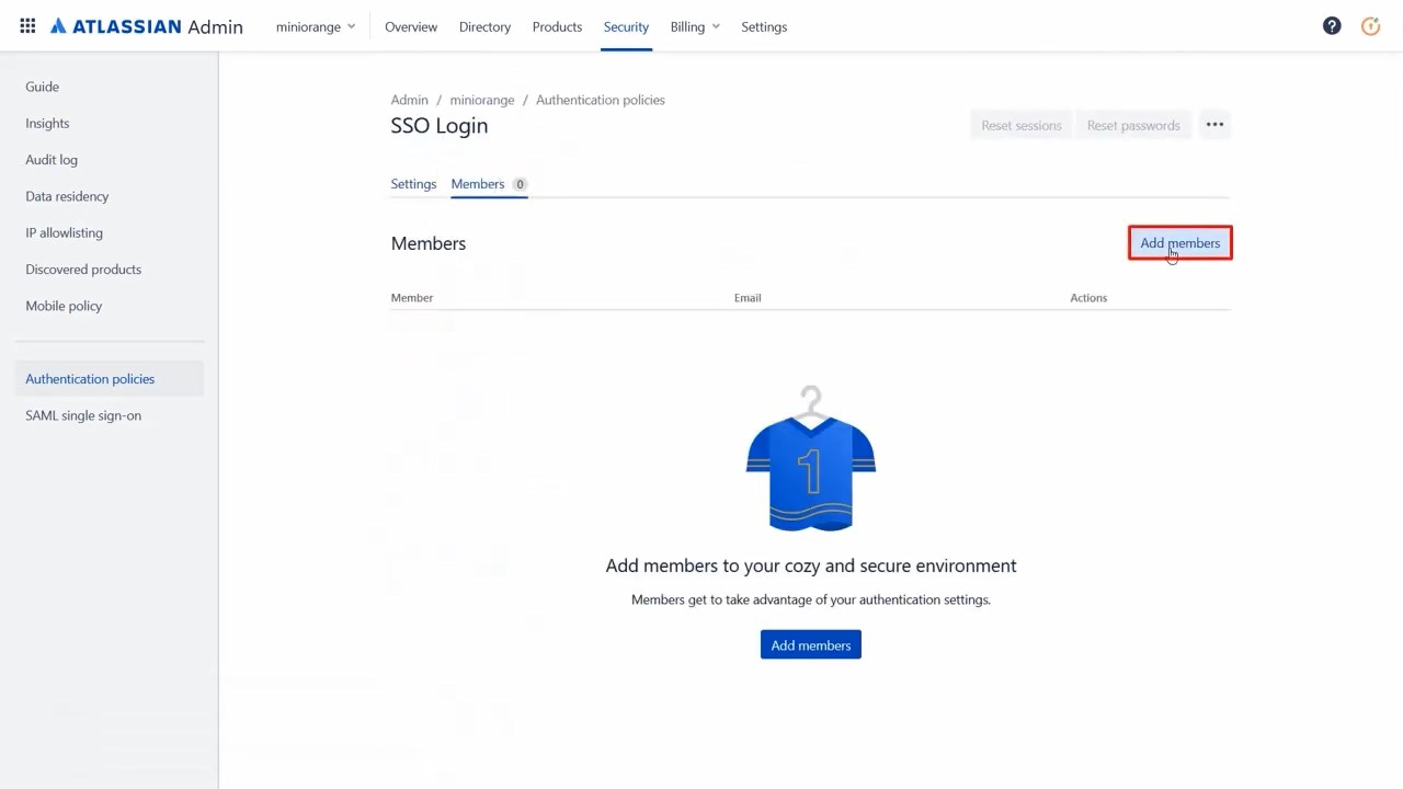 Atlassian Access Cloud SSO (Single Sign-On) Add Member