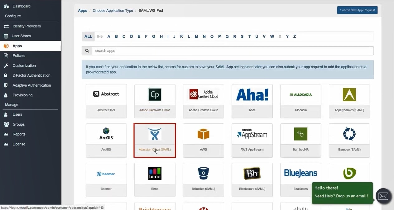 Atlassian Access Cloud Single Sign-On (SSO) miniOrange Create App
