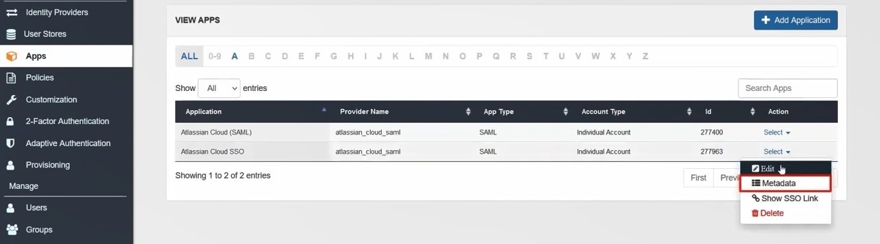 Atlassian Access Cloud SSO (Single Sign-On) View metadata