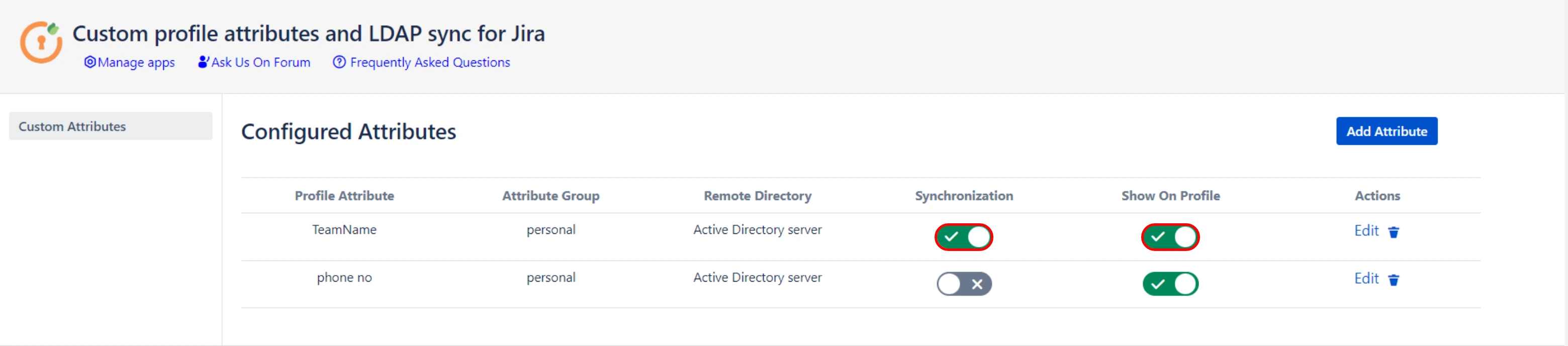 Custom profile attributes and LDAP sync