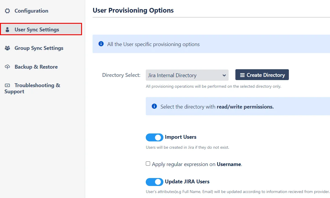 User and group provisioning in Jira, Confluence, Bitbucket User Sync