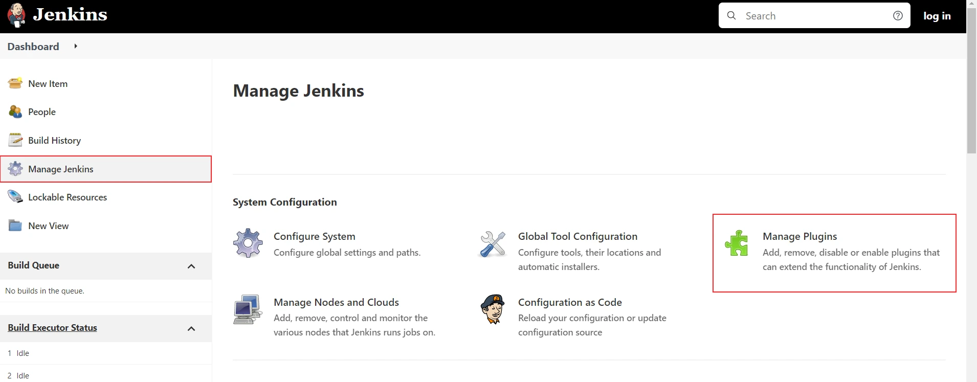 Jenkins manage plugin