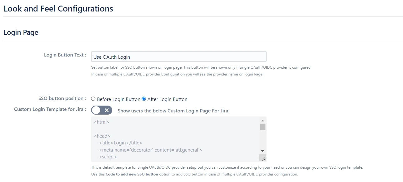 Atlassian Data Center Single Sign-On (SSO) for OAuth Select Provider Look and Feel