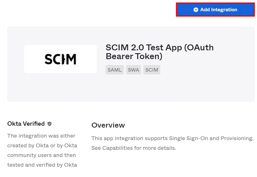 SCIM OKTA App Add