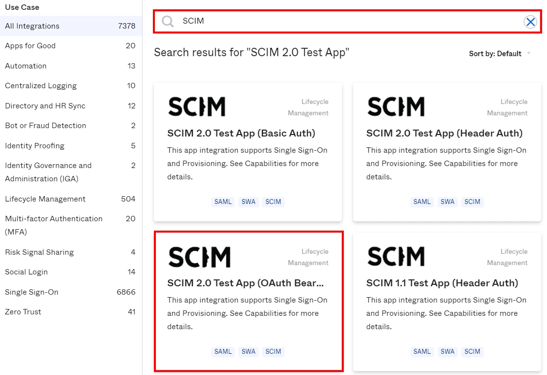 SCIM OKTA App Create