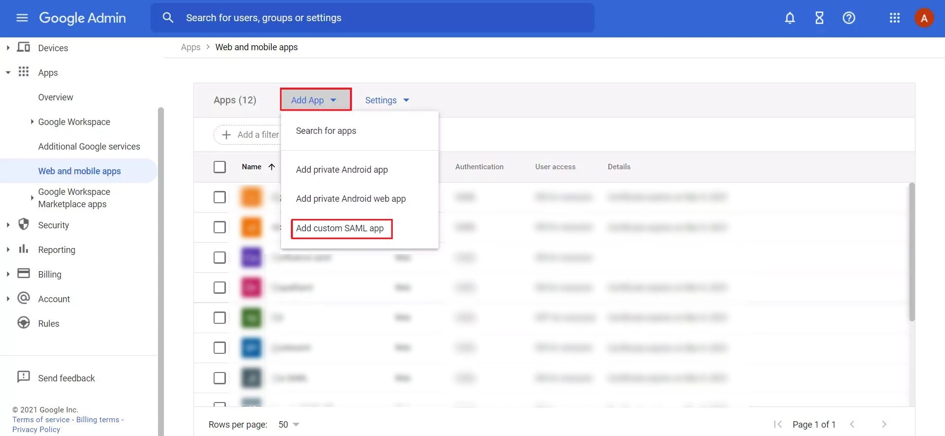 Google Apps SSO Login Setup own custom app