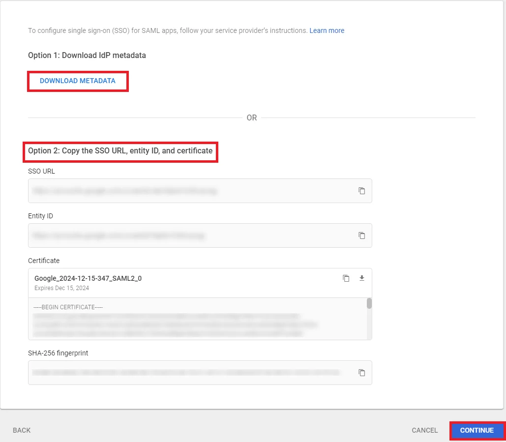 Google Apps SSO Login, SAML custom app Basic Information