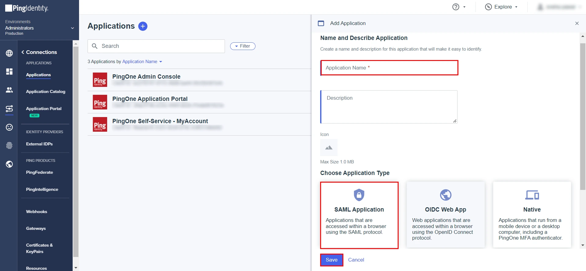 SAML Single Sign On (SSO) using Ping One Identity Provider, Application Details