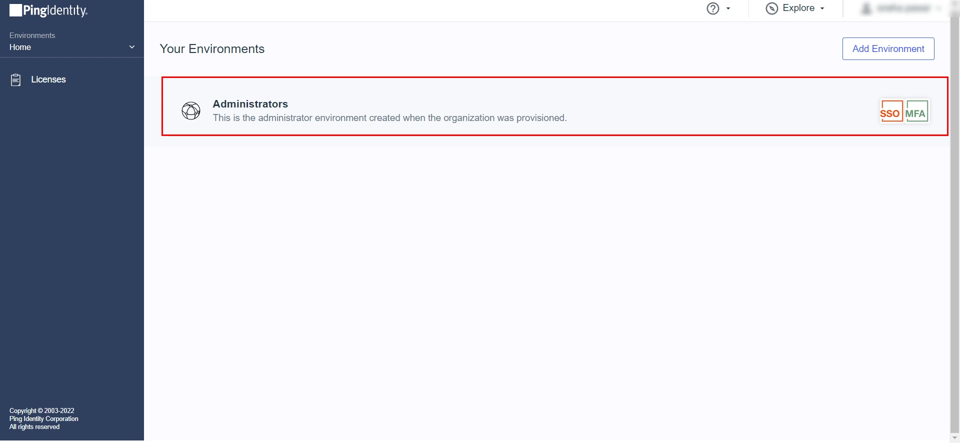 SAML Single Sign On (SSO) using Ping One Identity Provider, Administrators Section