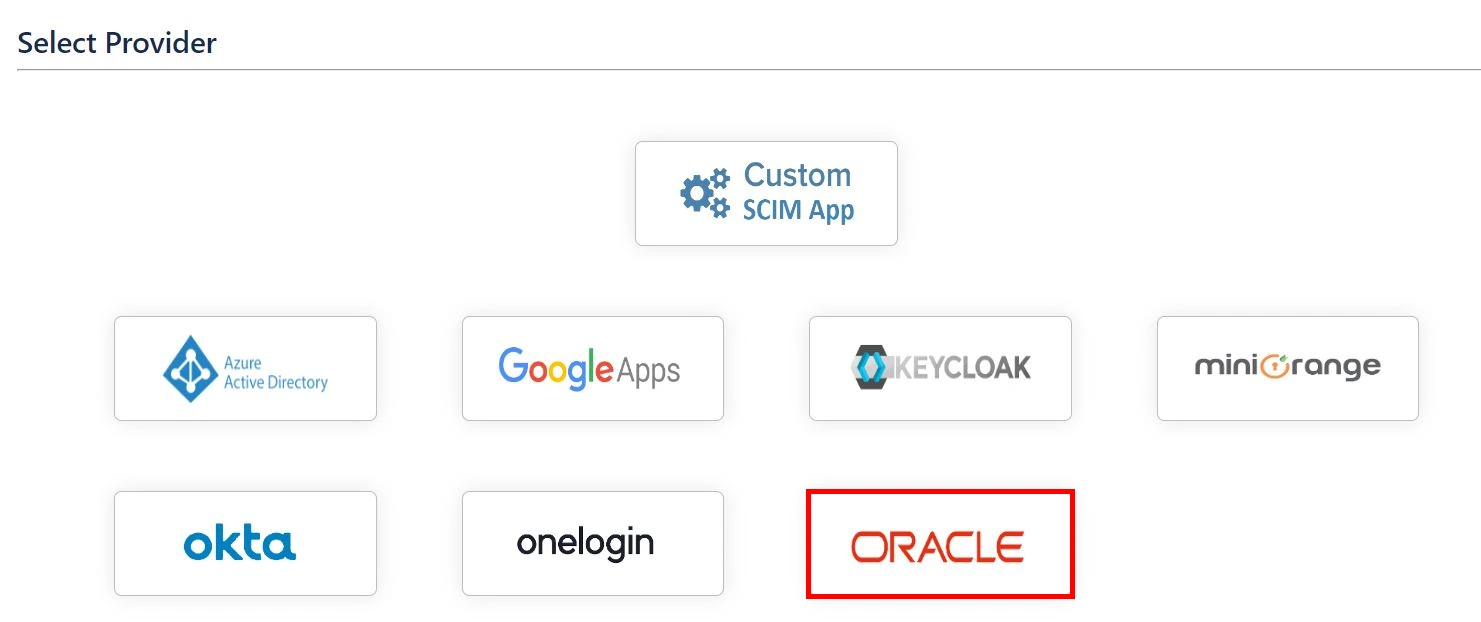 Select Oracle as SCIM Provider