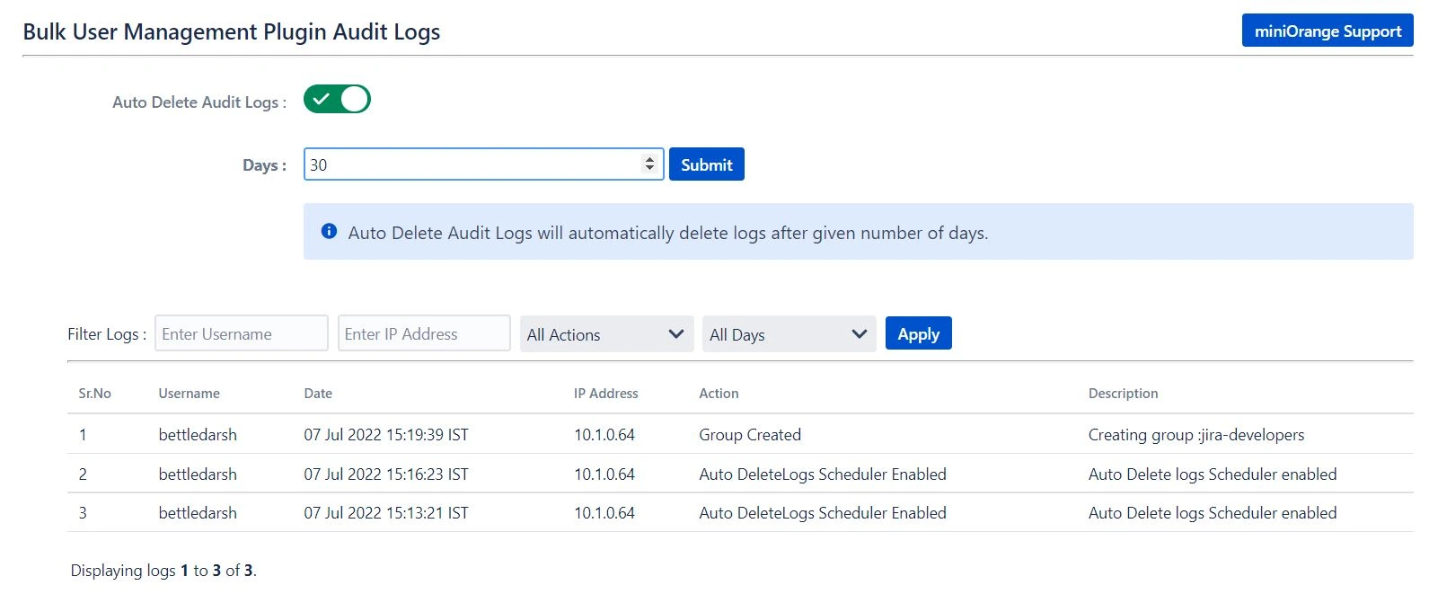 Setup Bulk User Management fo Confluence, Bulk action management to inactivate deactivate users