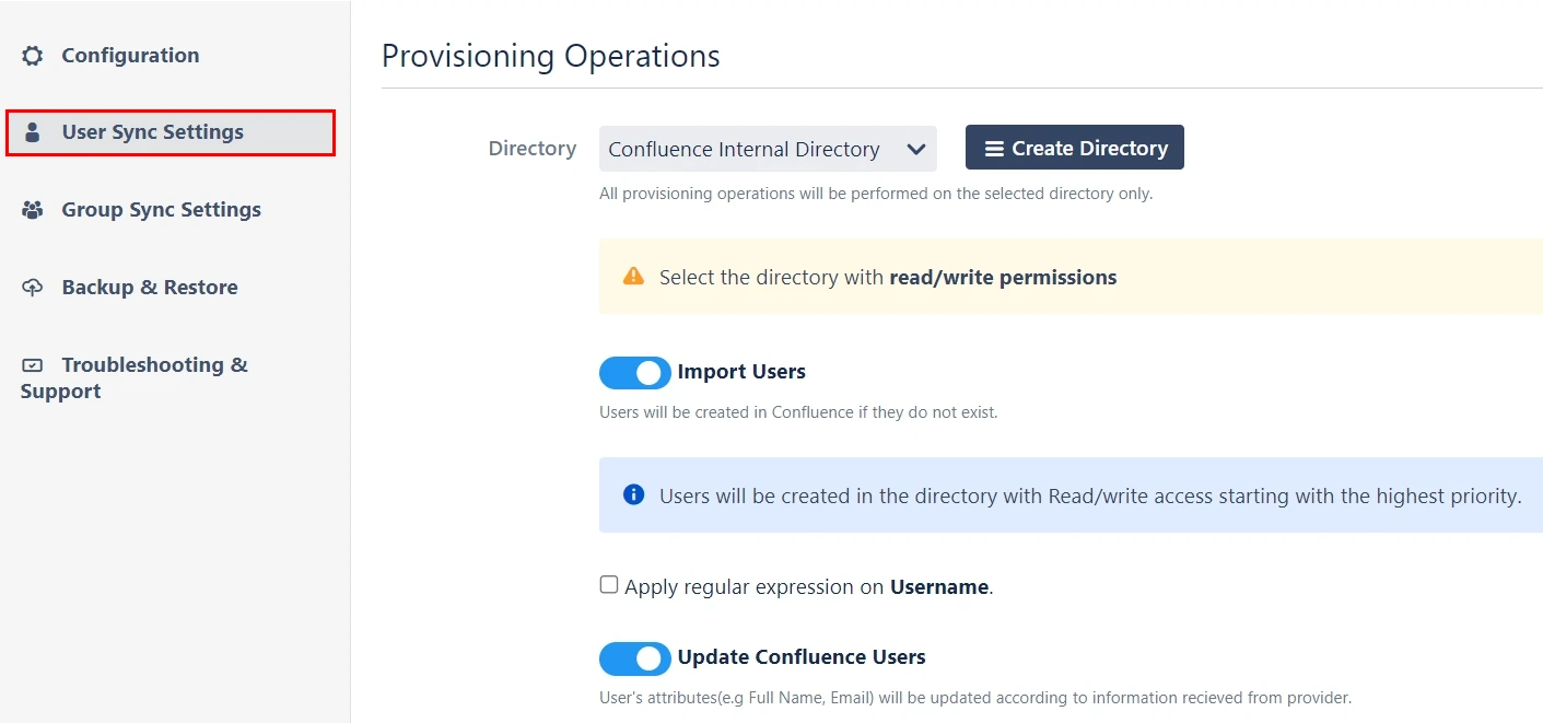 User and gruop provisioning in Jira, Confluence, Bitbucket User Sync