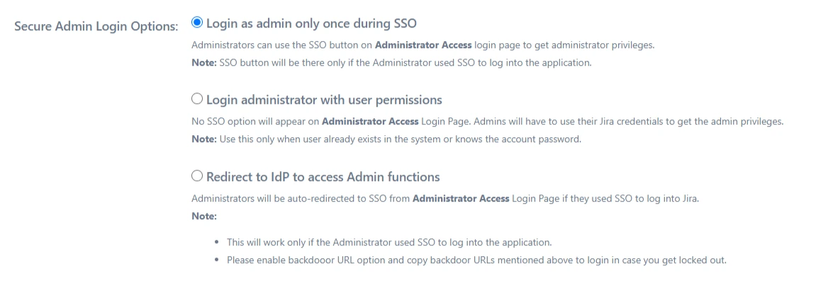 SAML Single Sign on Admin login option