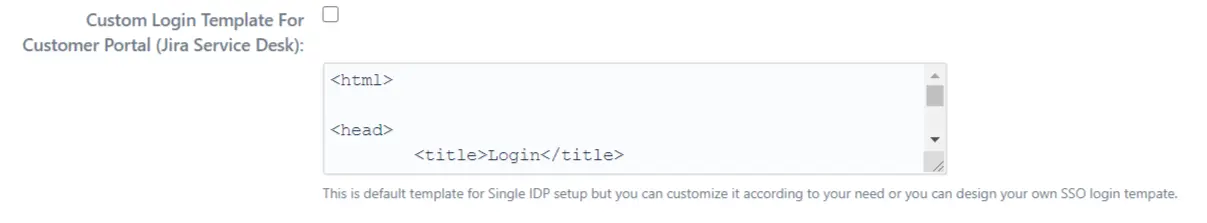 SAML Single Sign On custom template