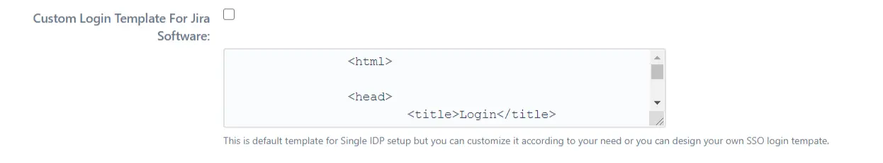SAML Single Sign On Custom template jira