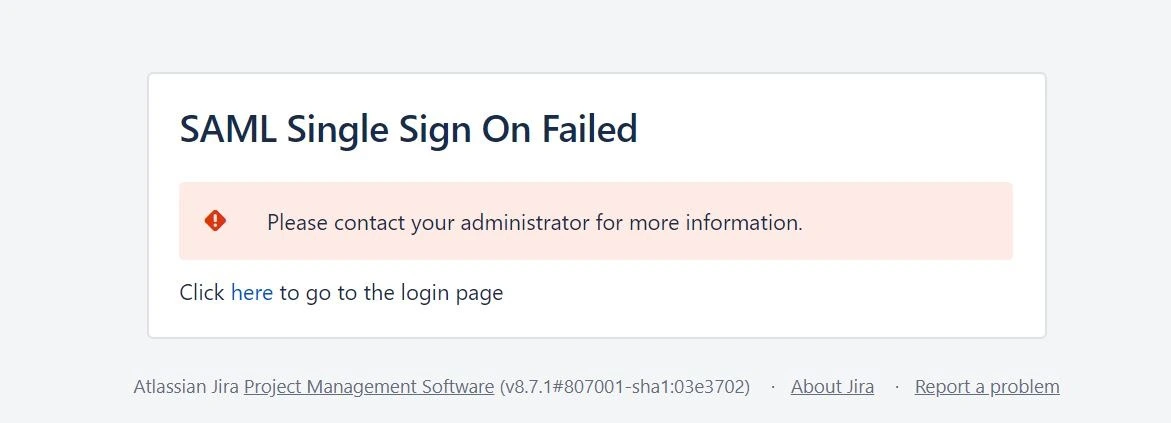 SAML Single Sign on Custom error template