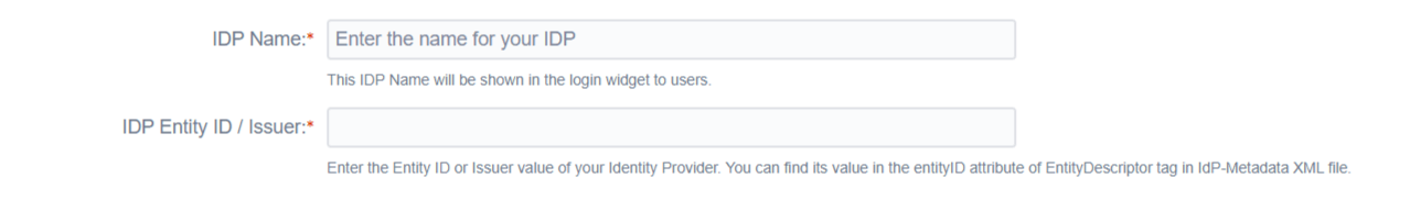 SAML Single Sign on IdP name