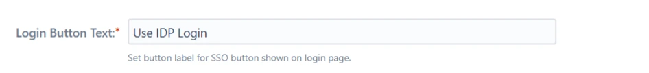 SAML Single Sign on login button text