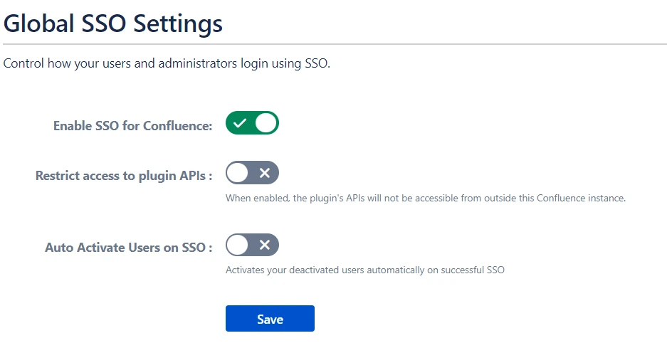 Atlassian Data Center Single Sign-On (SSO) for OAuth Select Provider Global SSO Settings