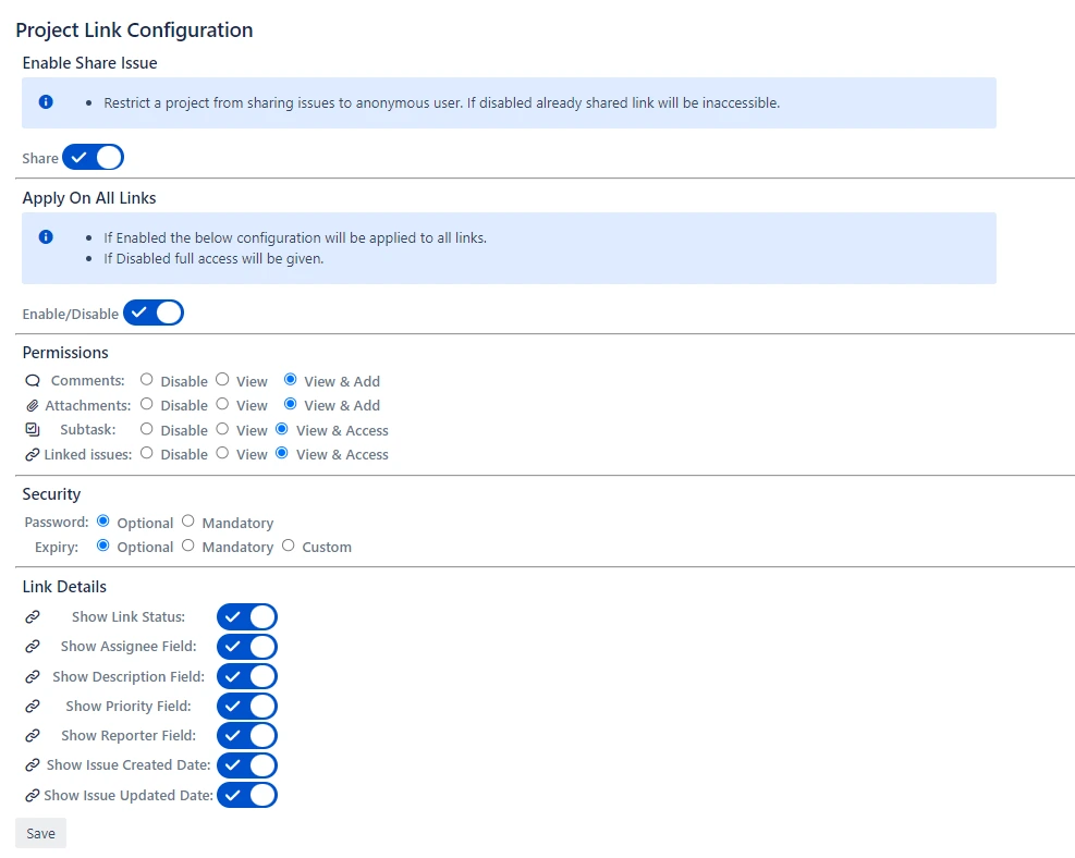 jira secure share cloud share project default configuration