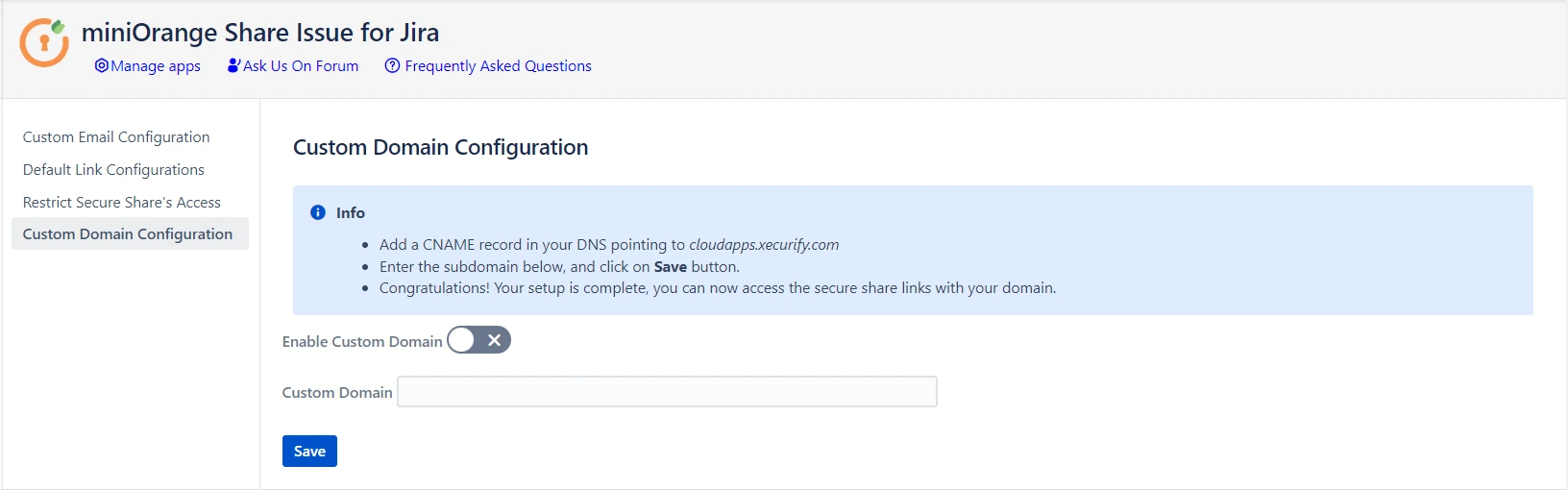 jira secure share cloud share domain configuration