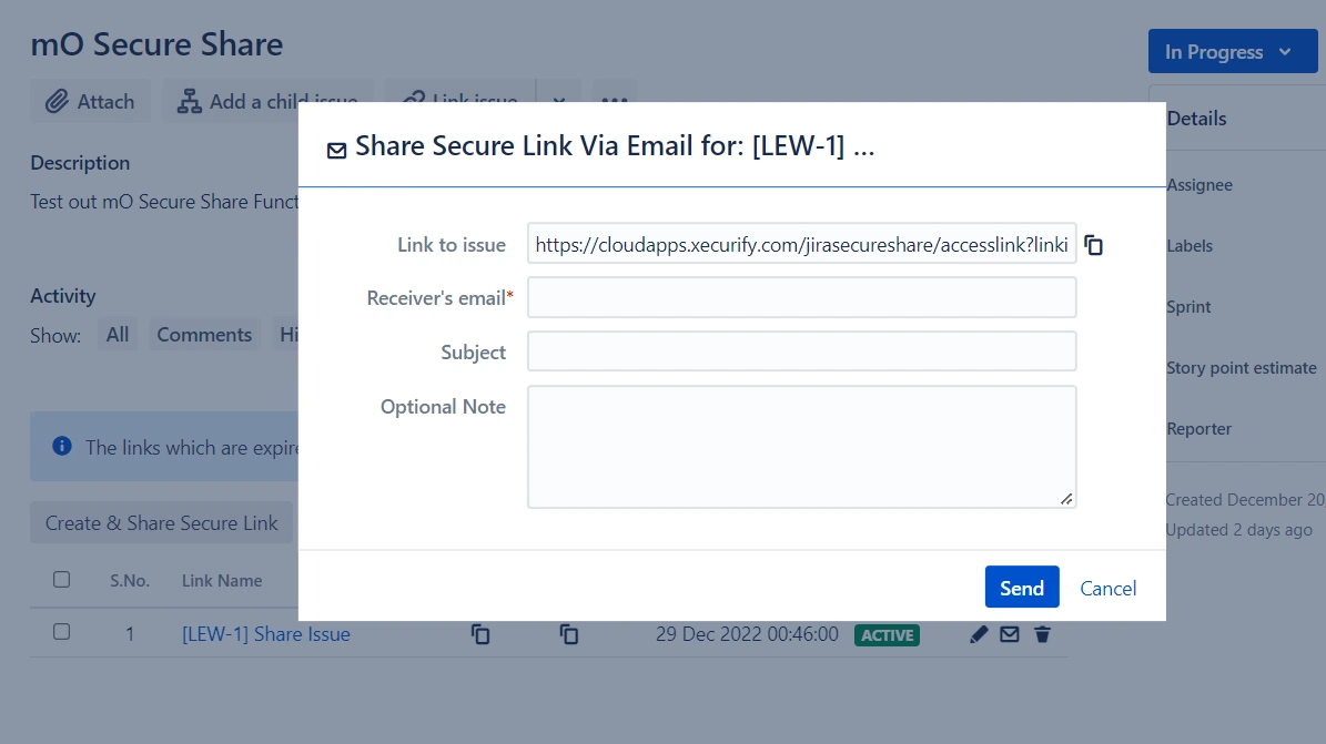jira secure share cloud email links