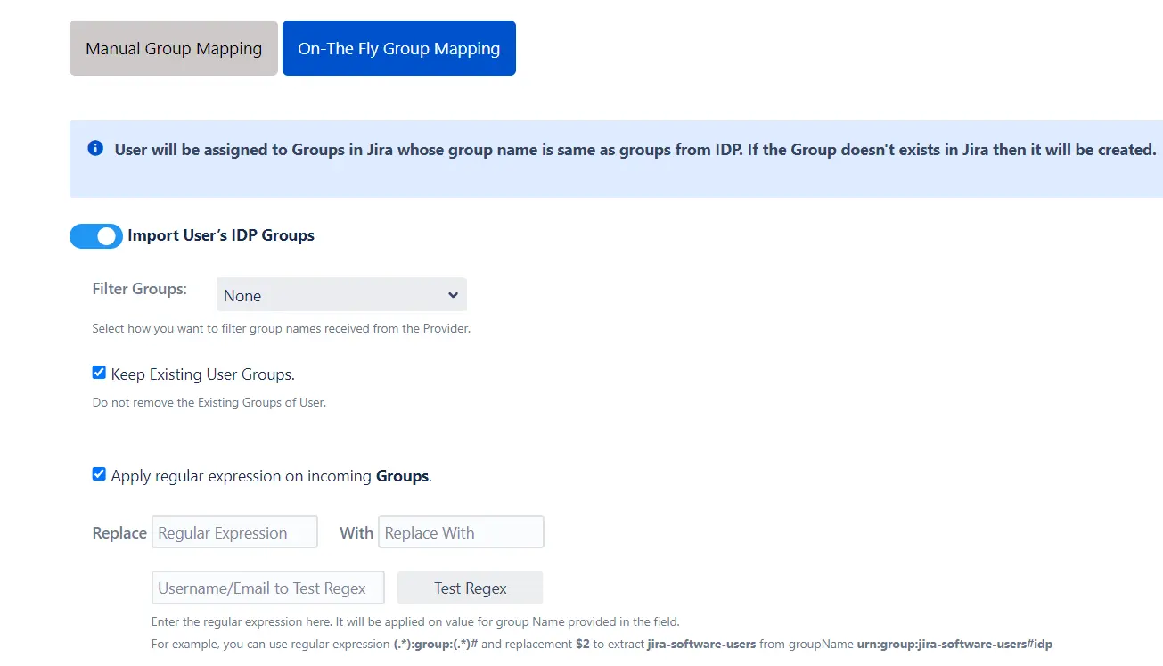User and gruop provisioning in Jira, Confluence, Bitbucket On The Fly Group Mapping