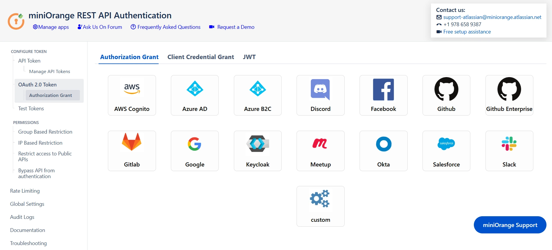 OAuth Tokens - Authorization Grant providers UI