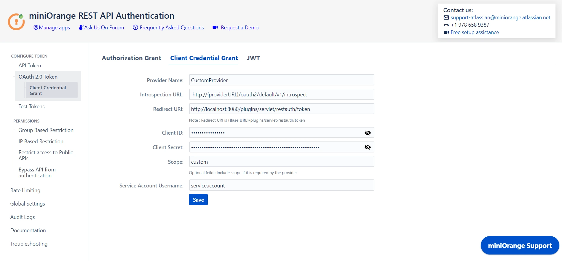OAuth Tokens - Client Credential Grant configuration UI