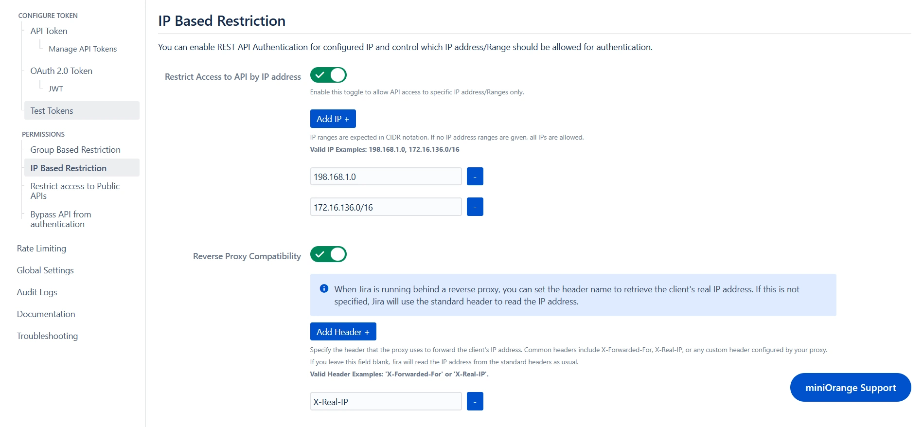 IP Based Restriction configuration UI