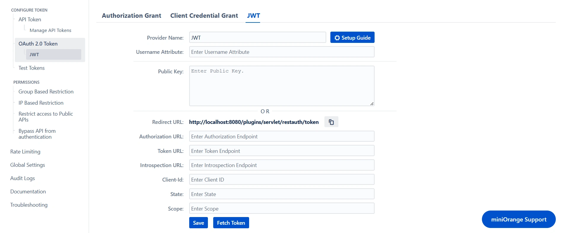 OAuth Tokens - JWT configuration UI
