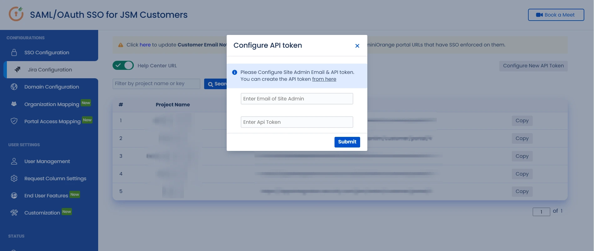 Helpdesk SSO + 2FA app's SSO Configuration window with the IDP Configuration tab highlighted