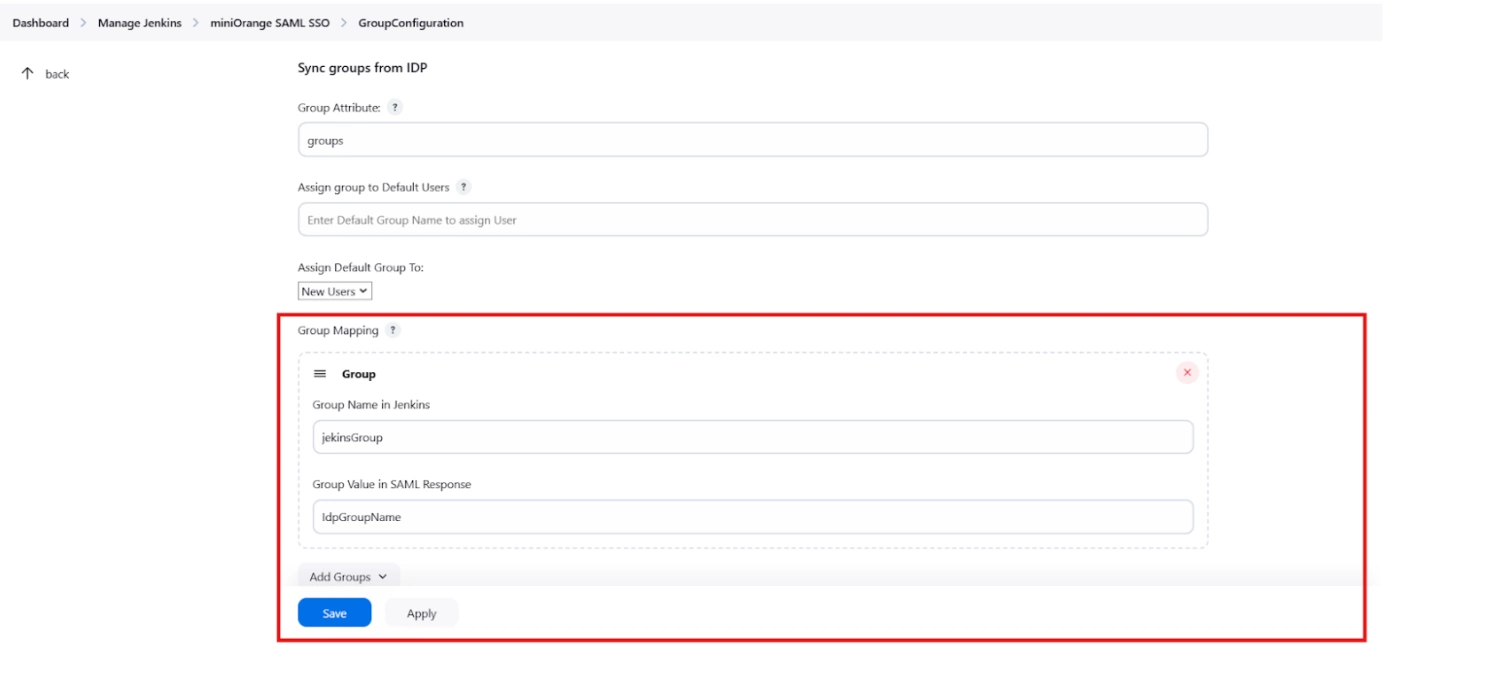 Jenkins SAML Single Sign On (SSO)