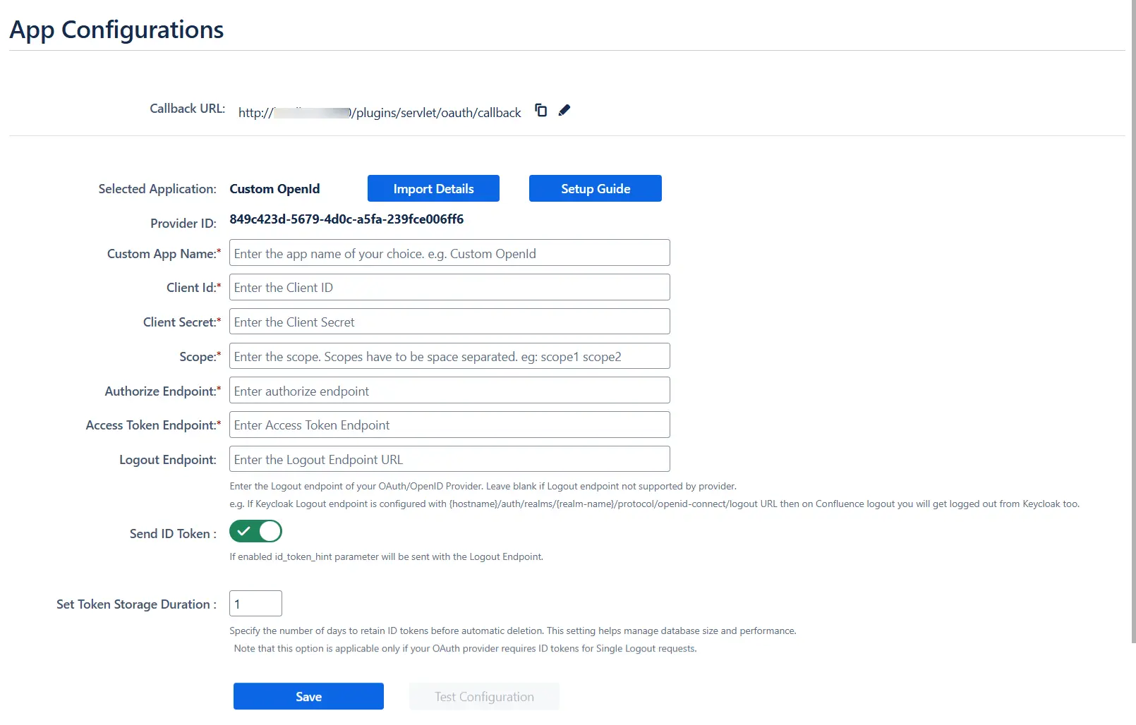 Confluence OAuth / OPenID Single Sign On (SSO) using openId, Configuration