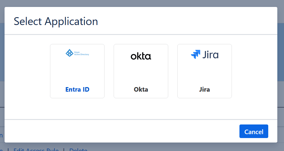 Application Integration window with app integration options