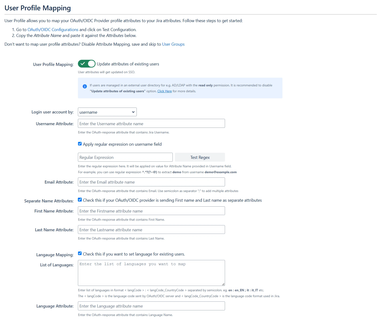 OAuth / OpenID Single Sign On (SSO) into Jira, auth0 single sign on, saml and oauth, atlassian single sign on, Configure User Profile