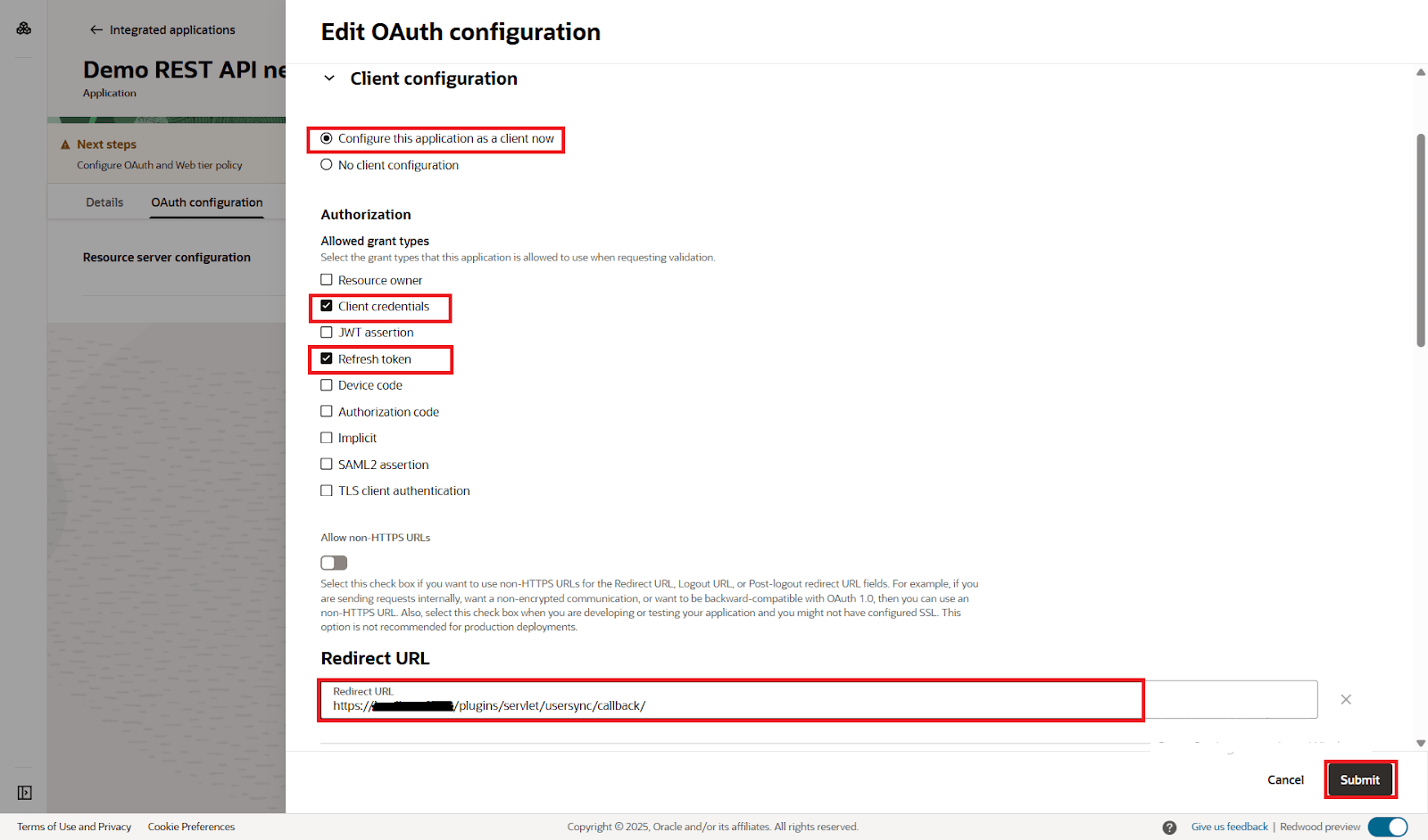 SCIM Oracle Identity Cloud Service, Edit OAuth Configuration