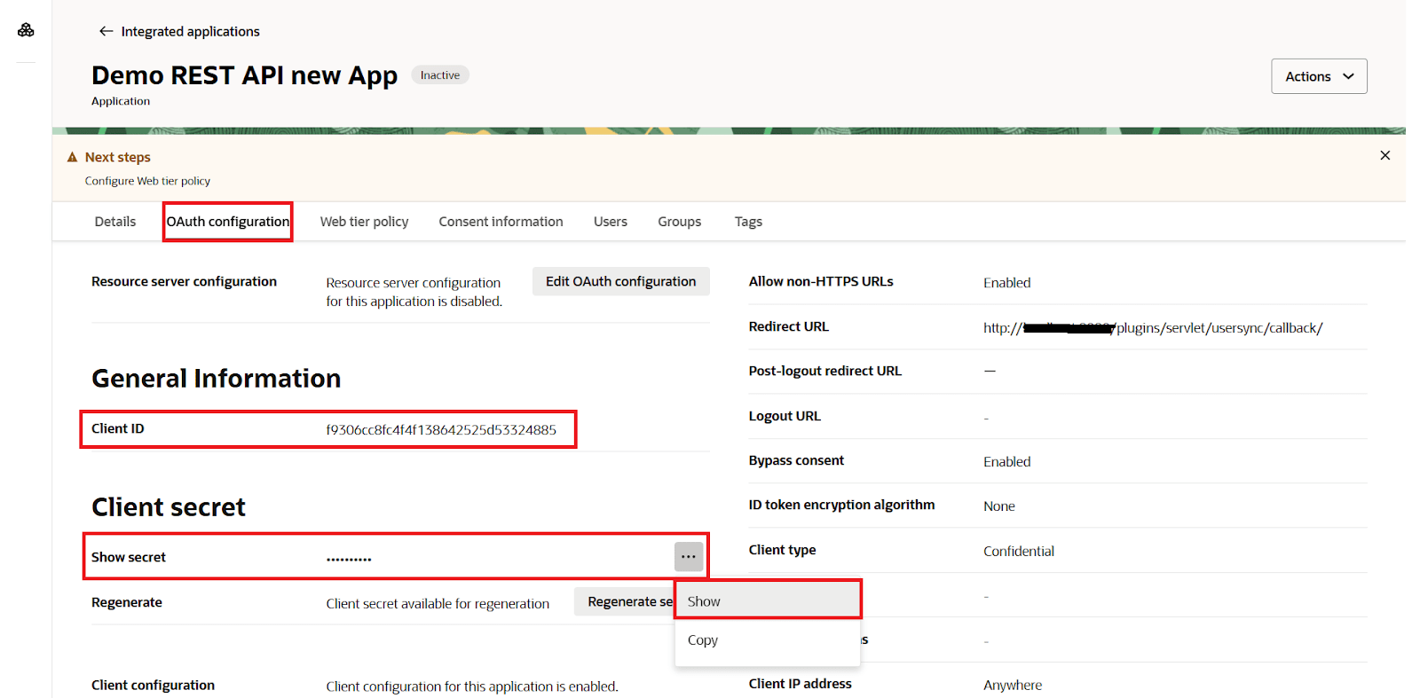 SCIM Oracle Identity Cloud Service, General Information and Secret