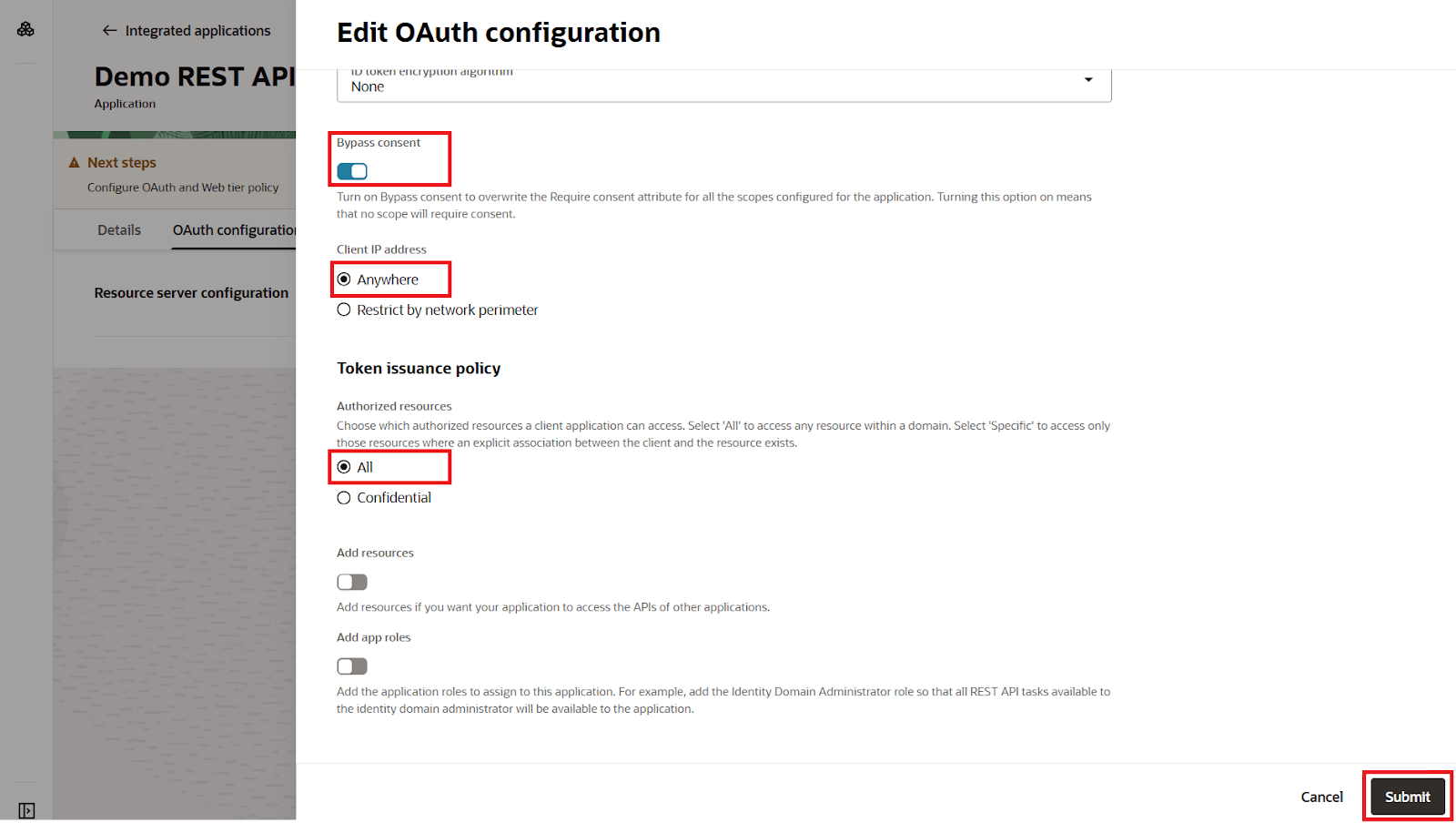 SCIM Oracle Identity Cloud Service, ByPass Consent and Token Insurance Policy