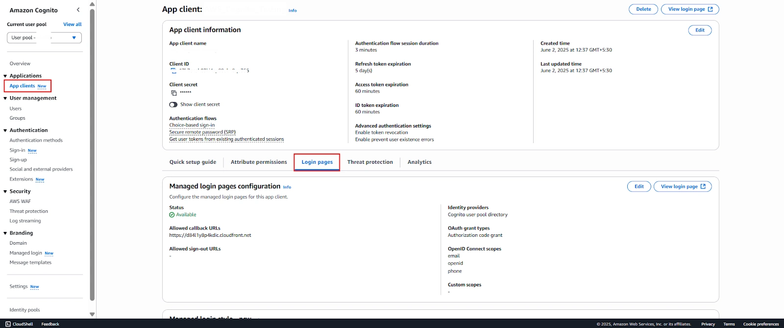 AWS Cognito OAuth/OpenID Single Sign On (SSO)