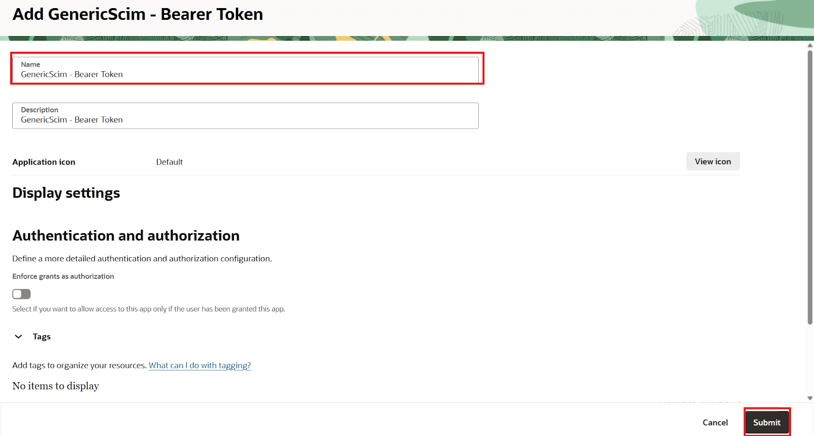 User provisioning with Oracle Cloud of SCIM Standard, Add GenericScim - Bearer Token