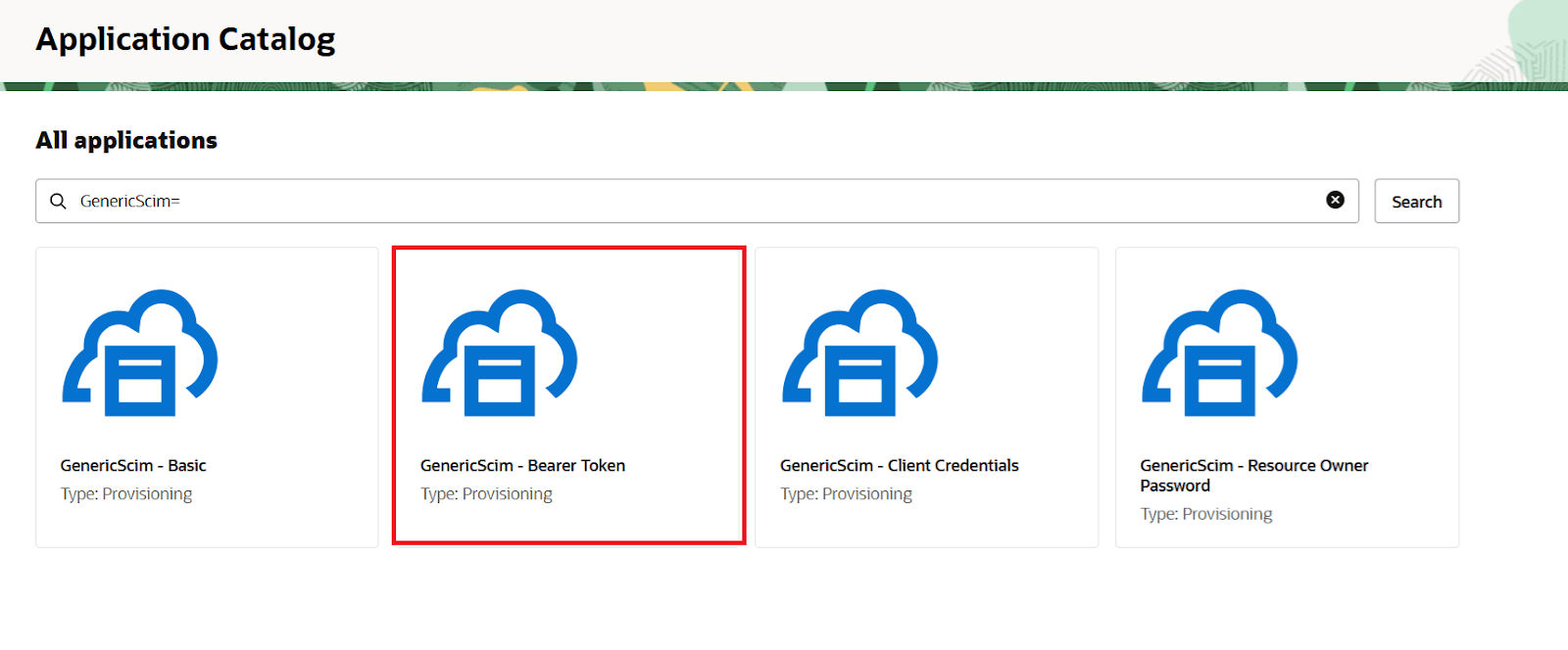 User provisioning with Oracle Cloud of SCIM Standard, All Applications